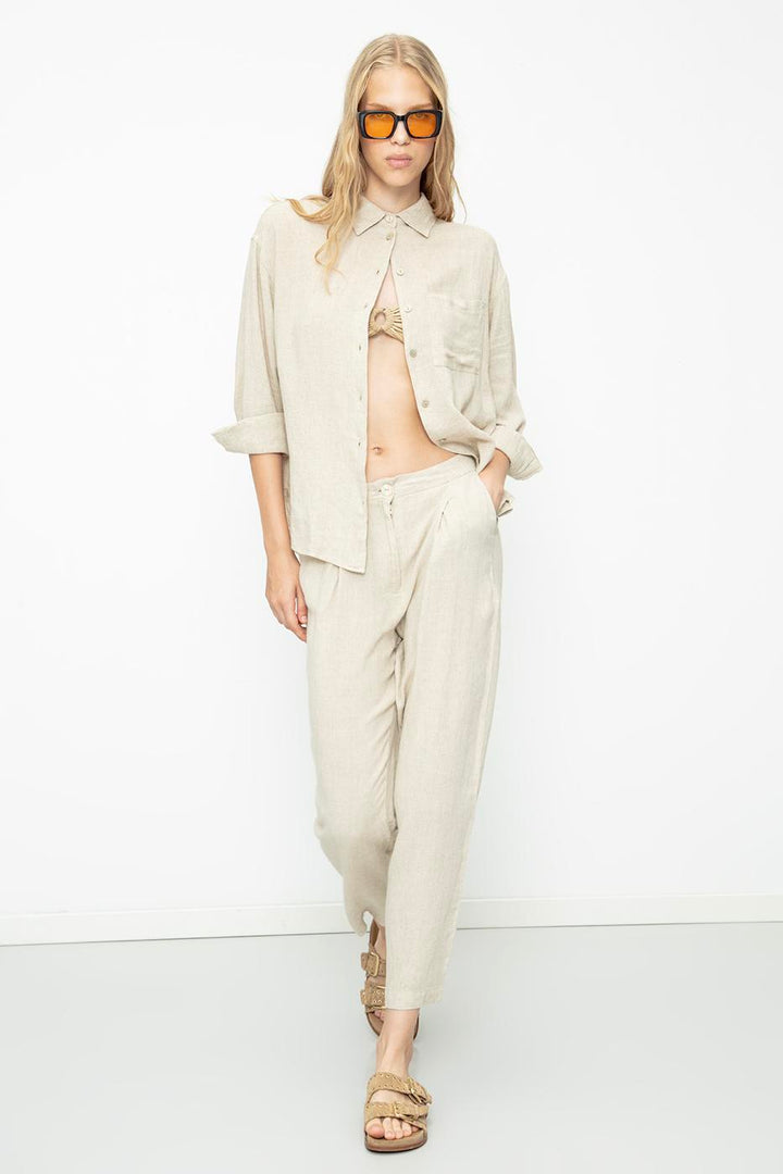 BSL Women Linen Pleated Trousers - San Bernardino