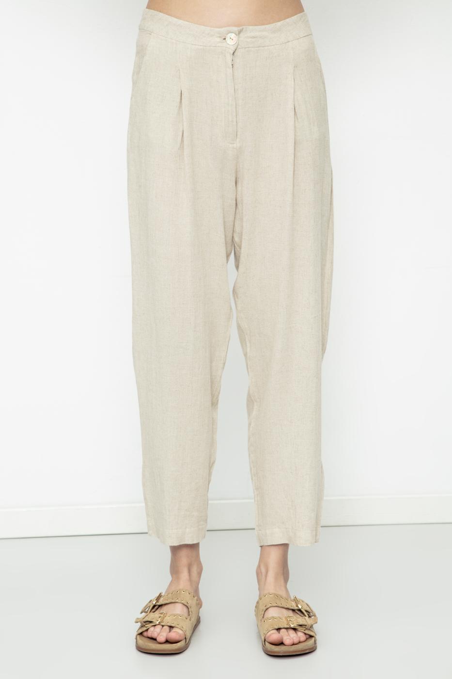 BSL Women Linen Pleated Trousers - San Bernardino