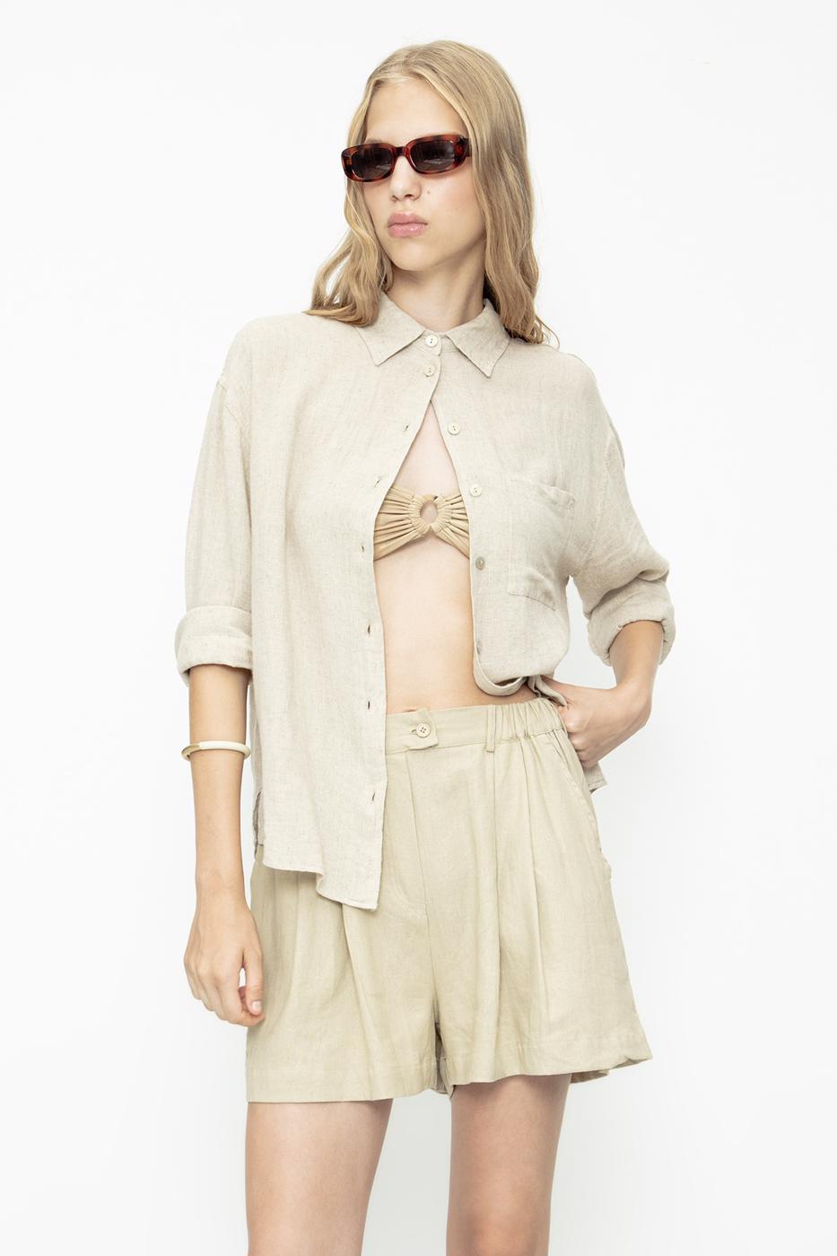 BSL Women Linen Pleated Shorts - Launceston