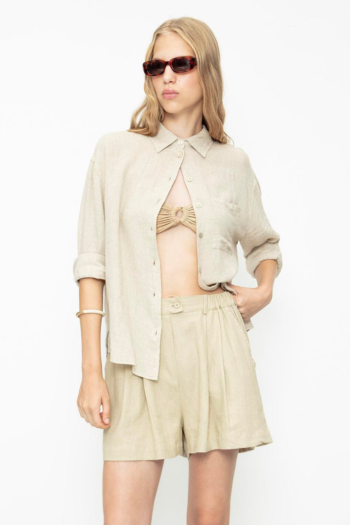 BSL Women Linen Pleated Shorts - Launceston