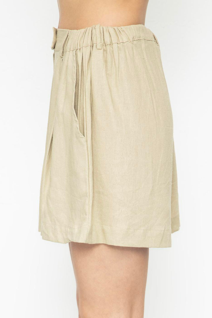 BSL Women Linen Pleated Shorts - Launceston