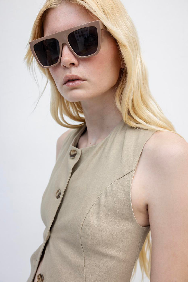 BSL Women Linen Slim Vest - Barneveld
