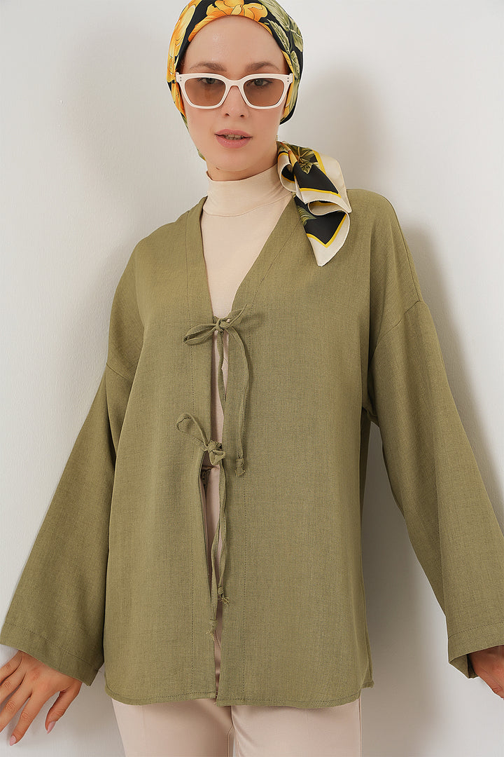 BGD Women Linen Hijab Kimono 5968 - Çağla - Bethlehem