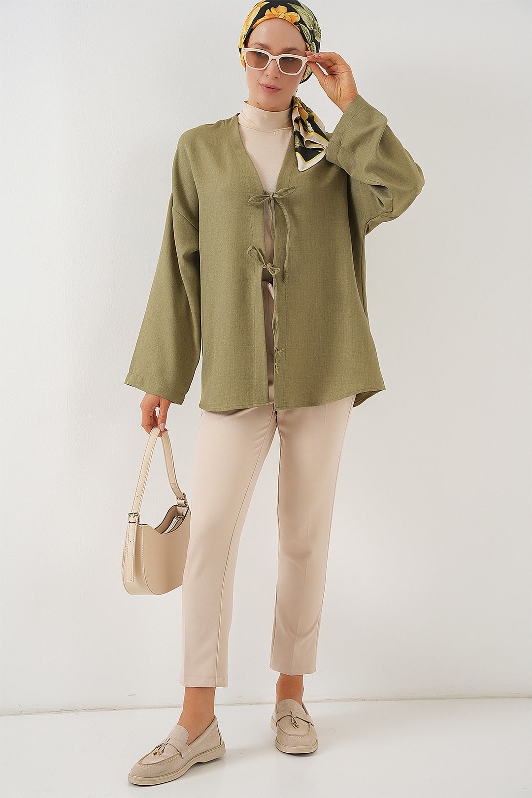 BGD Women Linen Hijab Kimono 5968 - Çağla - Bethlehem