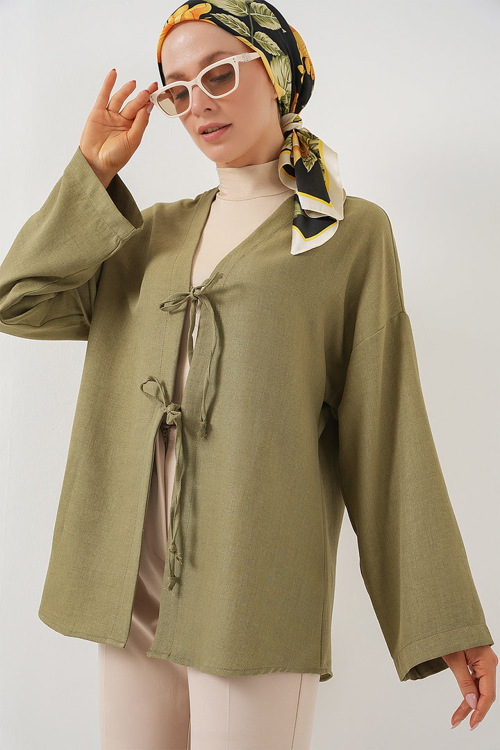 BGD Women Linen Hijab Kimono 5968 - Çağla - Bethlehem