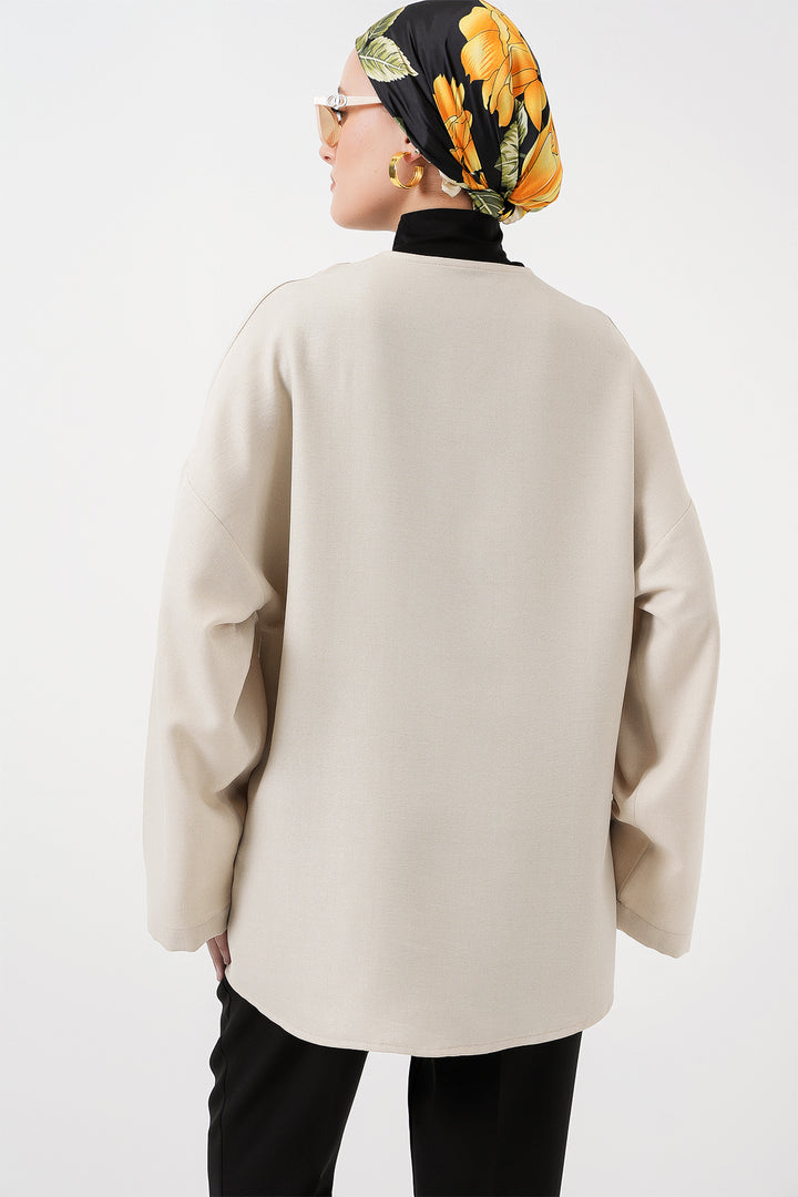 BGD Women Linen Hijab Kimono 5968 - Off-White - Bradenton