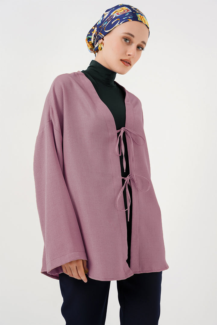 BGD Women Linen Hijab Kimono 5968 - Rose Pink - Rovenky