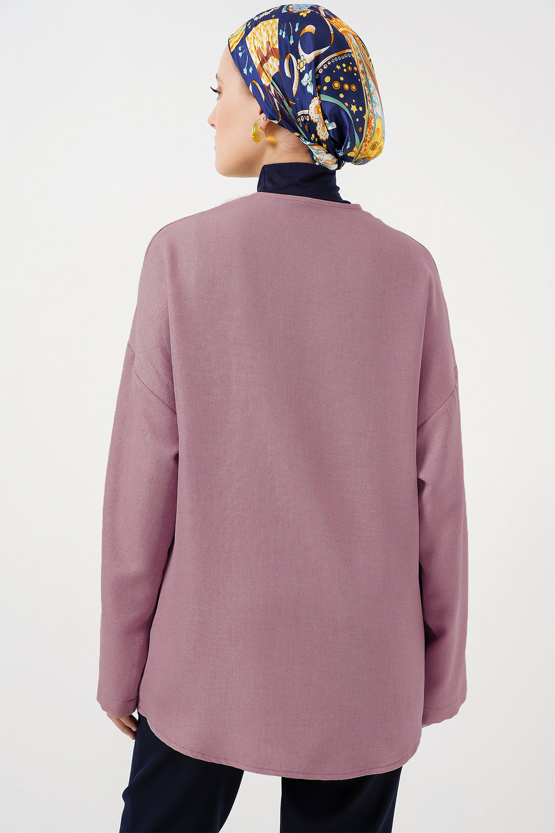 BGD Women Linen Hijab Kimono 5968 - Rose Pink - Rovenky
