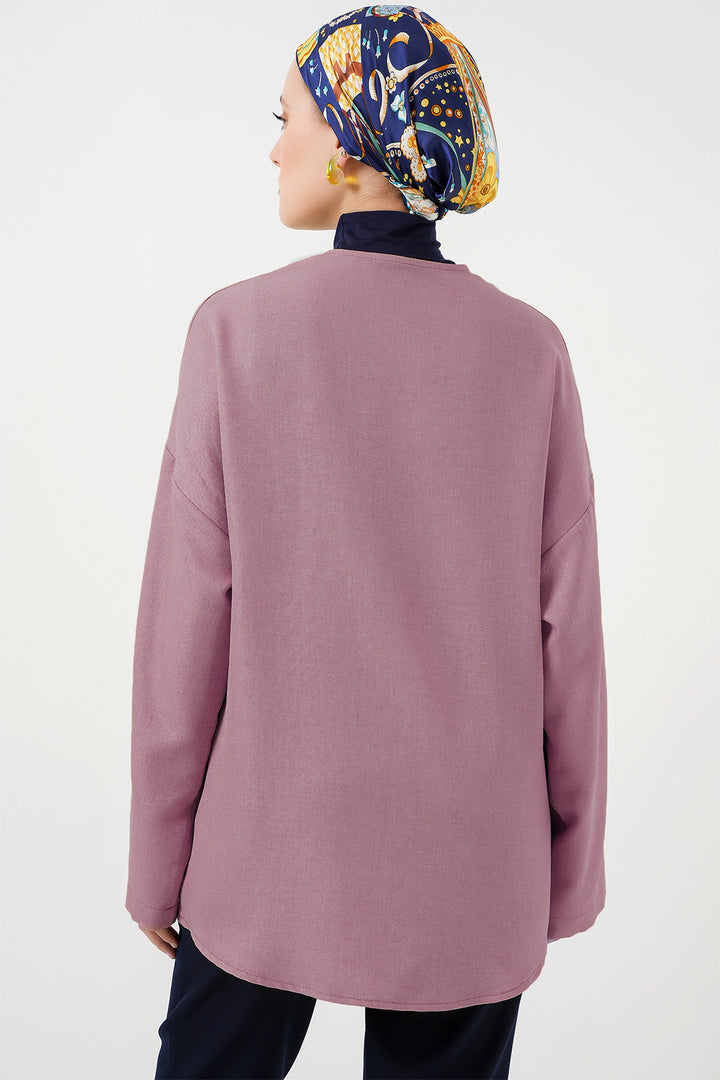 BGD Women Linen Hijab Kimono 5968 - Rose Pink - Rovenky