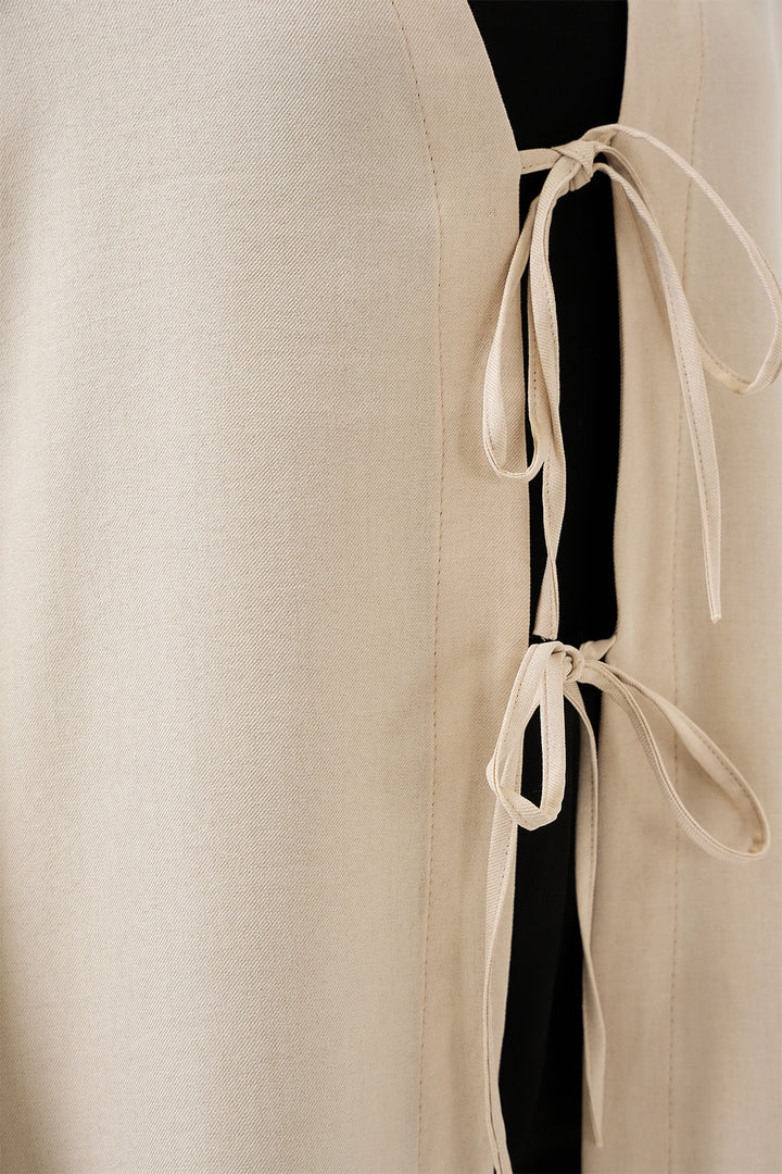 BGD Women Linen Hijab Kimono 5968 - Cream - Acámbaro
