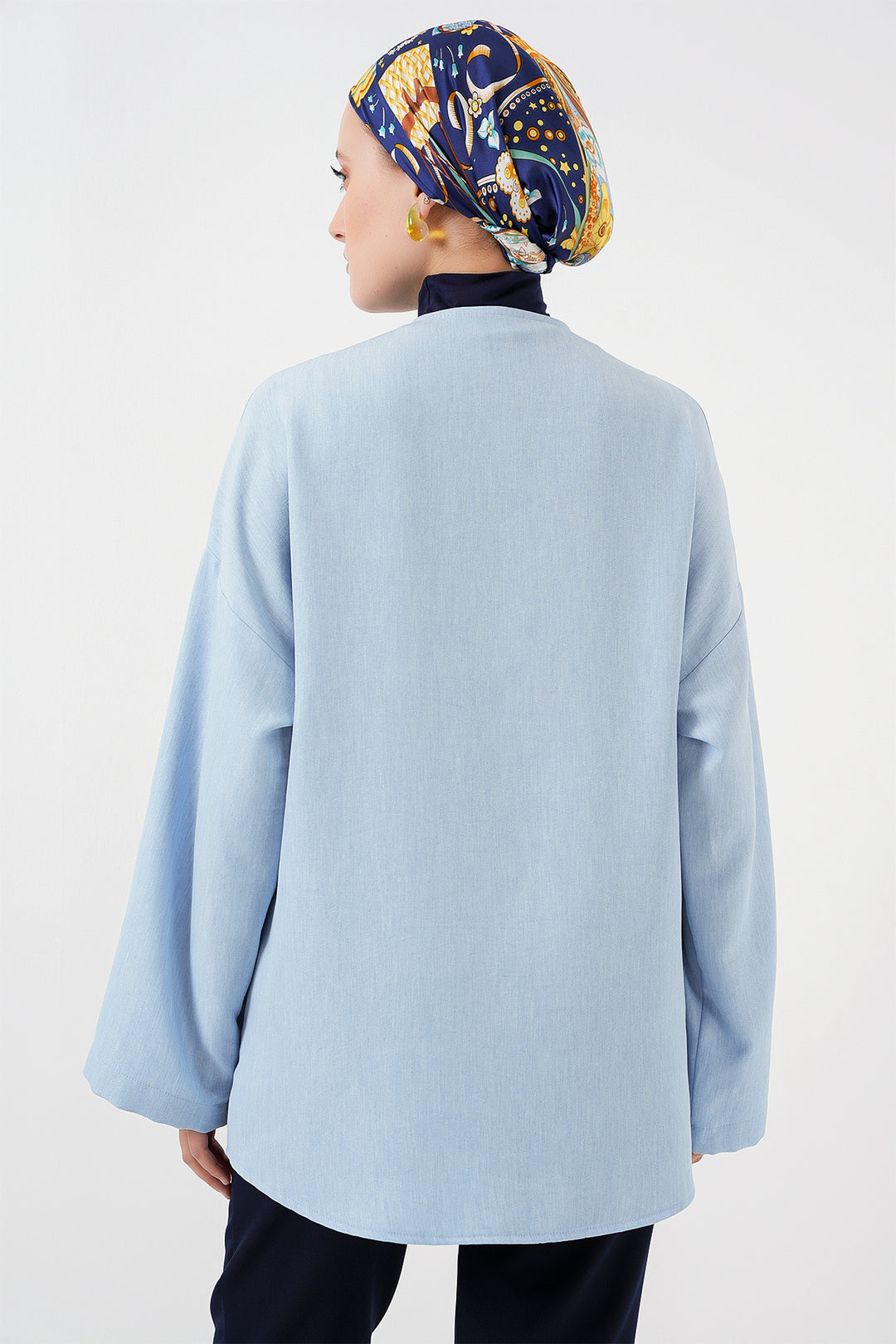 BGD Women Linen Hijab Kimono 5968 - Blue - Woking