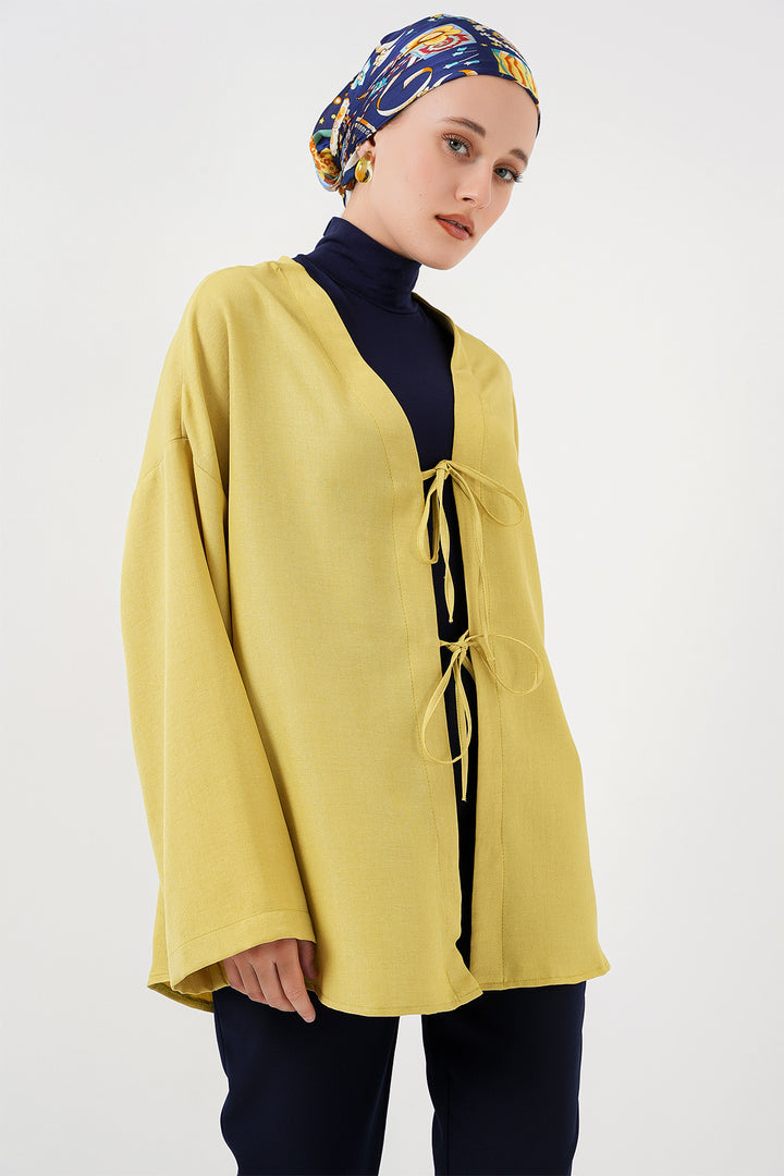 BGD Women Linen Hijab Kimono 5968 - Olive Green - San Andrés Tuxtla