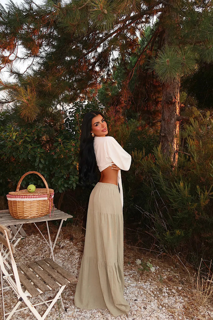EYY Women Khaki Long Skirt - Zamora