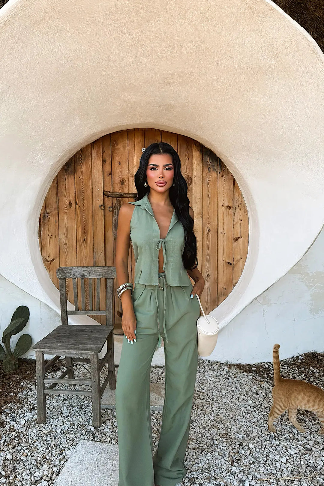 EYY Women Khaki Paradox Linen Set - Clifton