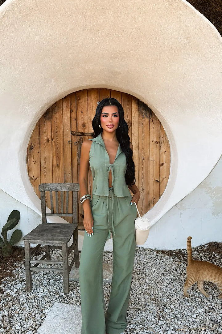 EYY Women Khaki Paradox Linen Set - Clifton