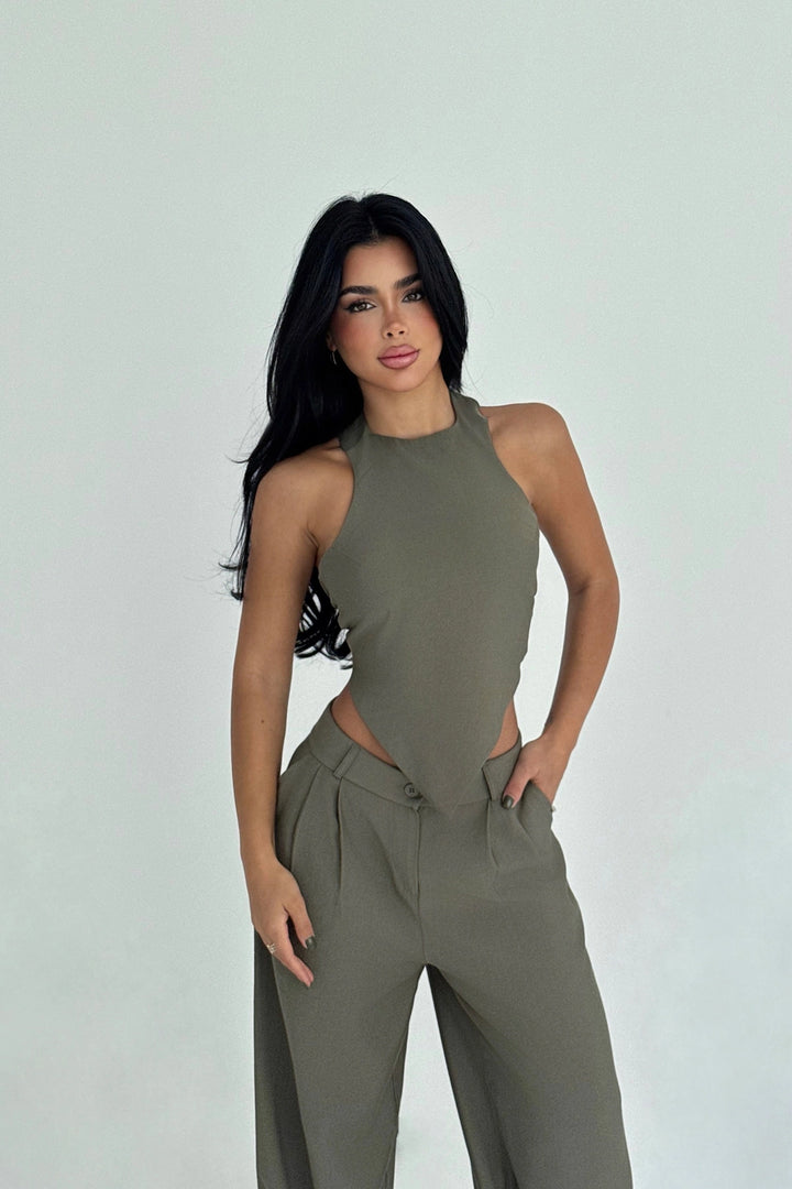 EYY Women Khaki Pebble Suit - Aubervilliers