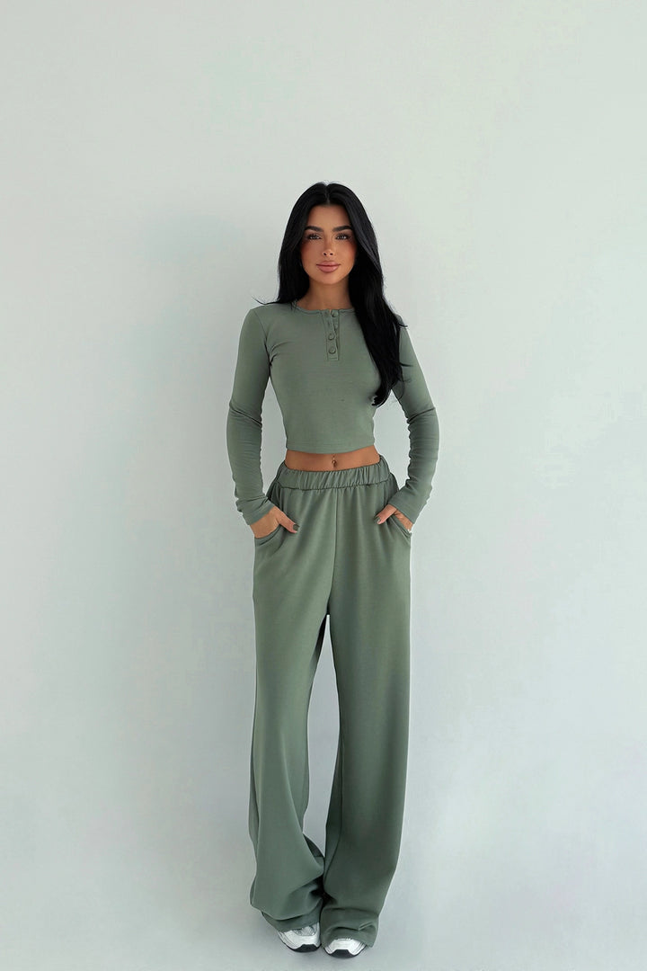 EYY Women Khaki Rapha Top and Bottom Set - Kortrijk