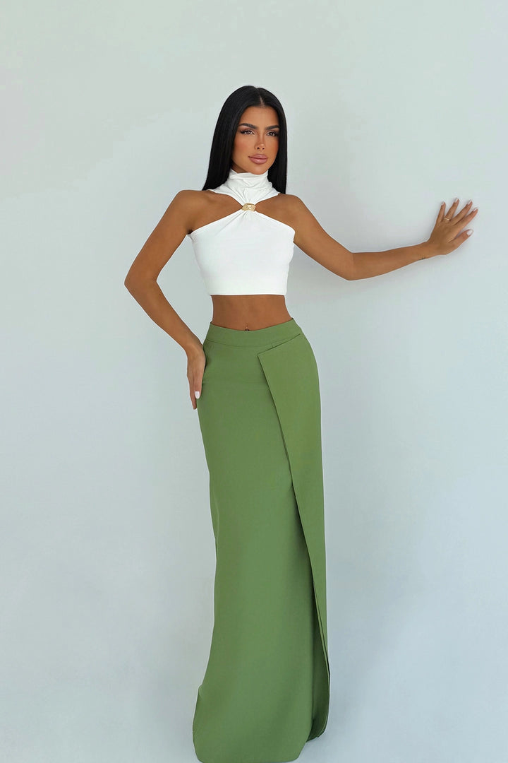 EYY Women Khaki Slit Detail Long Skirt - Chillum