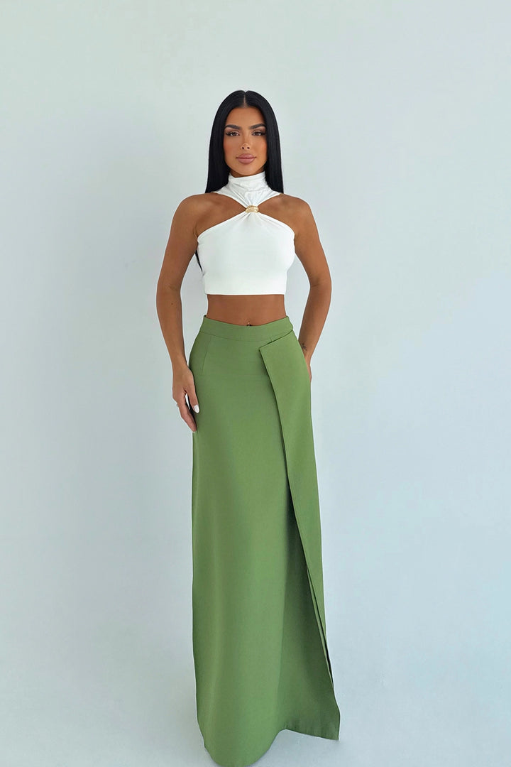 EYY Women Khaki Slit Detail Long Skirt - Chillum