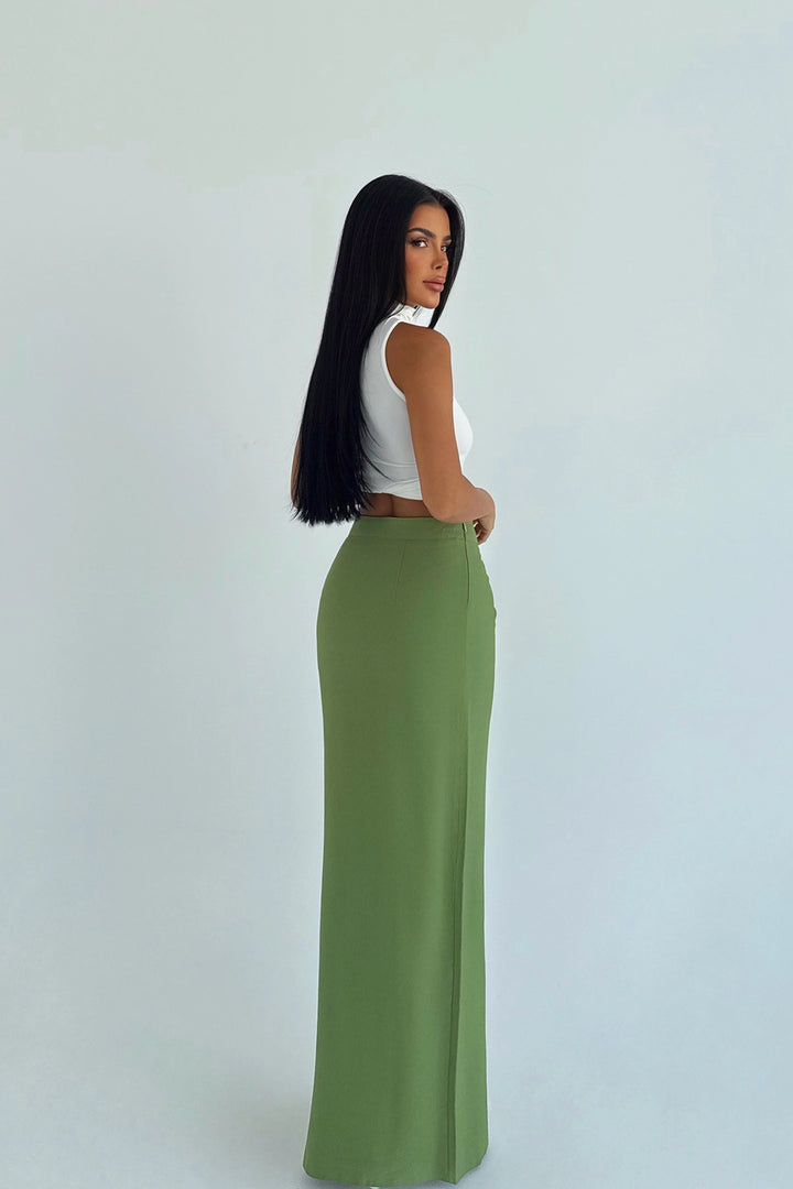 EYY Women Khaki Slit Detail Long Skirt - Chillum