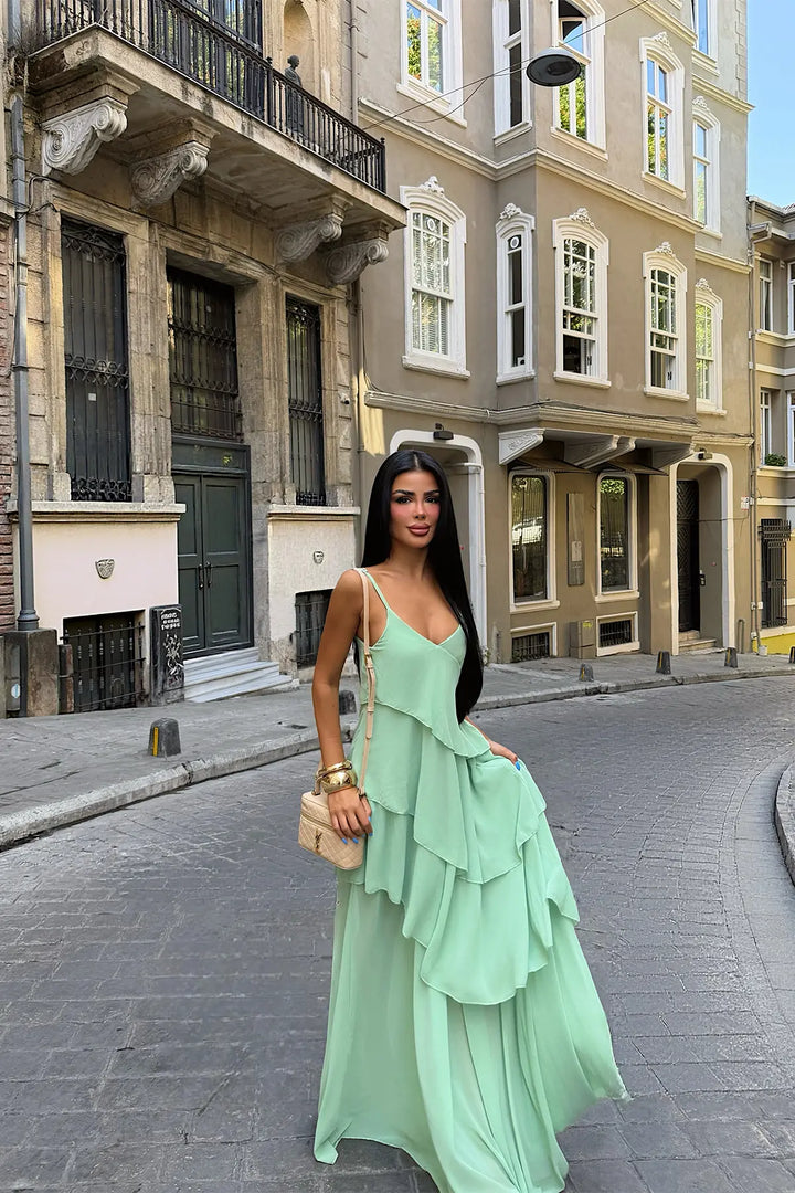 EYY Women Khaki Strappy Tulle Dress - Winston-Salem