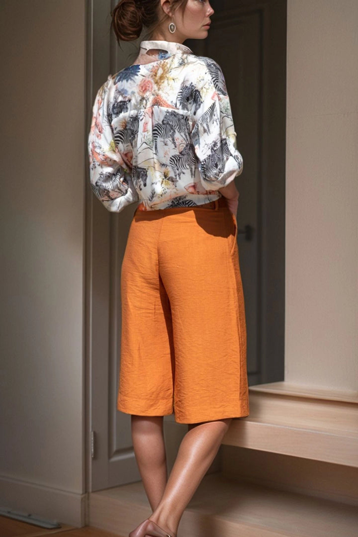 Tile Pocket Double Pleated Linen Bermuda Shorts BCBSK-25700-2912 - Svitlovodsk