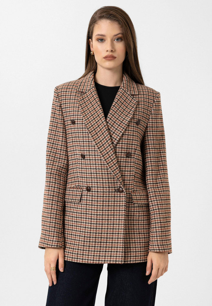 ANT Antioch Tile Woman Herringbone Patterned Blazer Jacket - Berdiansk