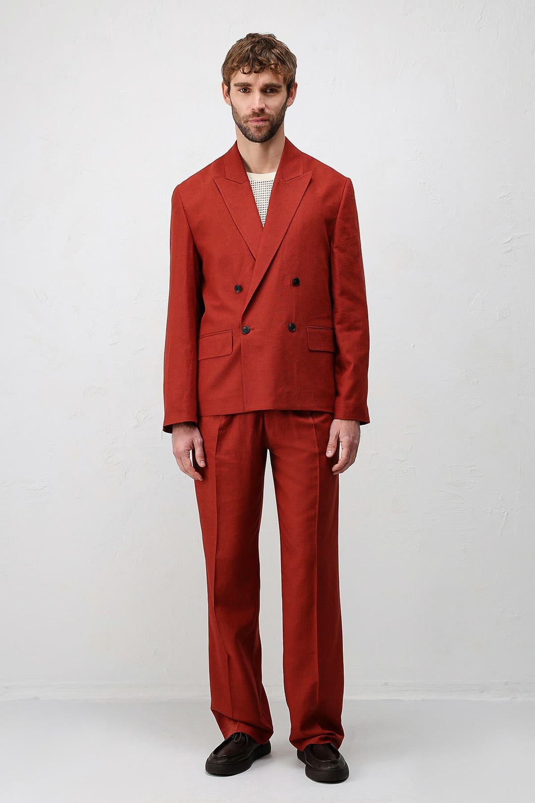 ANT Antioch Kiremit Relax Fit Keten Karışımlı Erkek Blazer Ceket - Everett