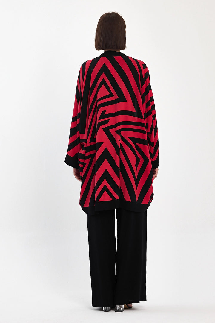 Maxi Boy Red Printed Kimono and Pants Woven Viscon Top Bottom Set BCVL-251061 - Grevenbroich