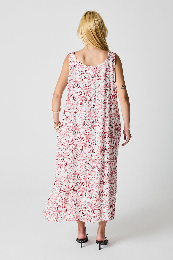 Red-White Strappy Beaded Detail Loose Dress with Double Pockets Pattern BCVL-254027 - Krasnyi Luch