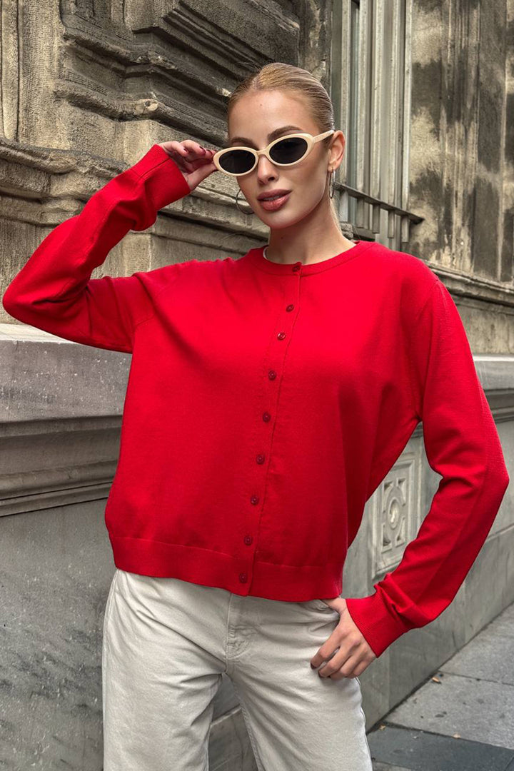 Red Bicycle Collar Buttoned Cardigan BCHZCK-251267 - Puebla