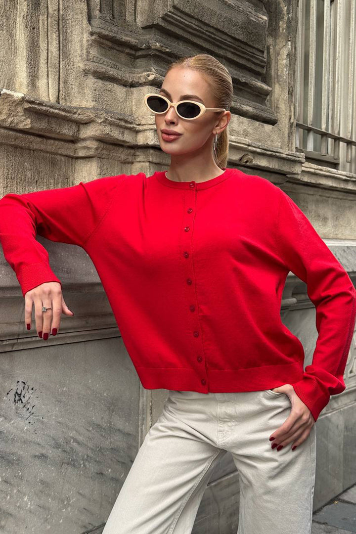 Red Bicycle Collar Buttoned Cardigan BCHZCK-251267 - Puebla