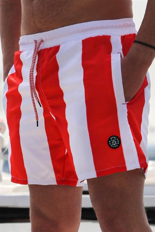 MDX Red Striped Men's Swim Shorts 6360 - Lancaster