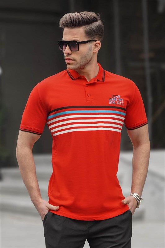 MDX Red Striped Polo Neck T-shirt 5869 - Marcianise