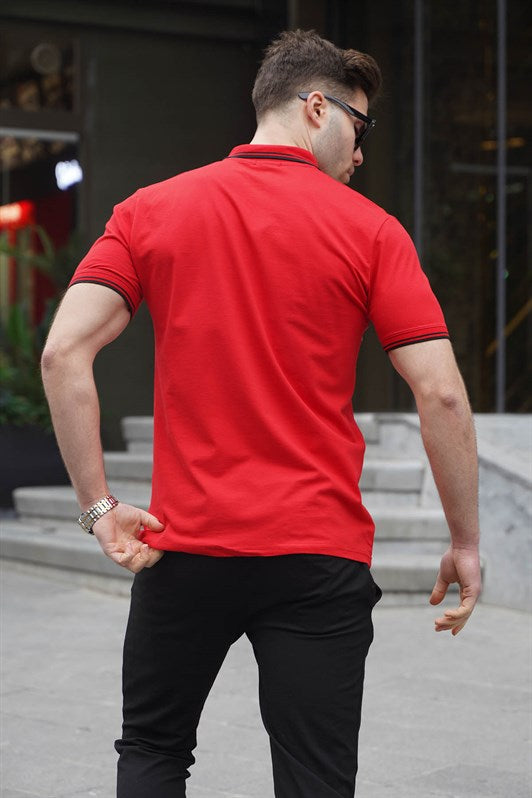 MDX Red Striped Polo Neck T-shirt 5869 - Marcianise