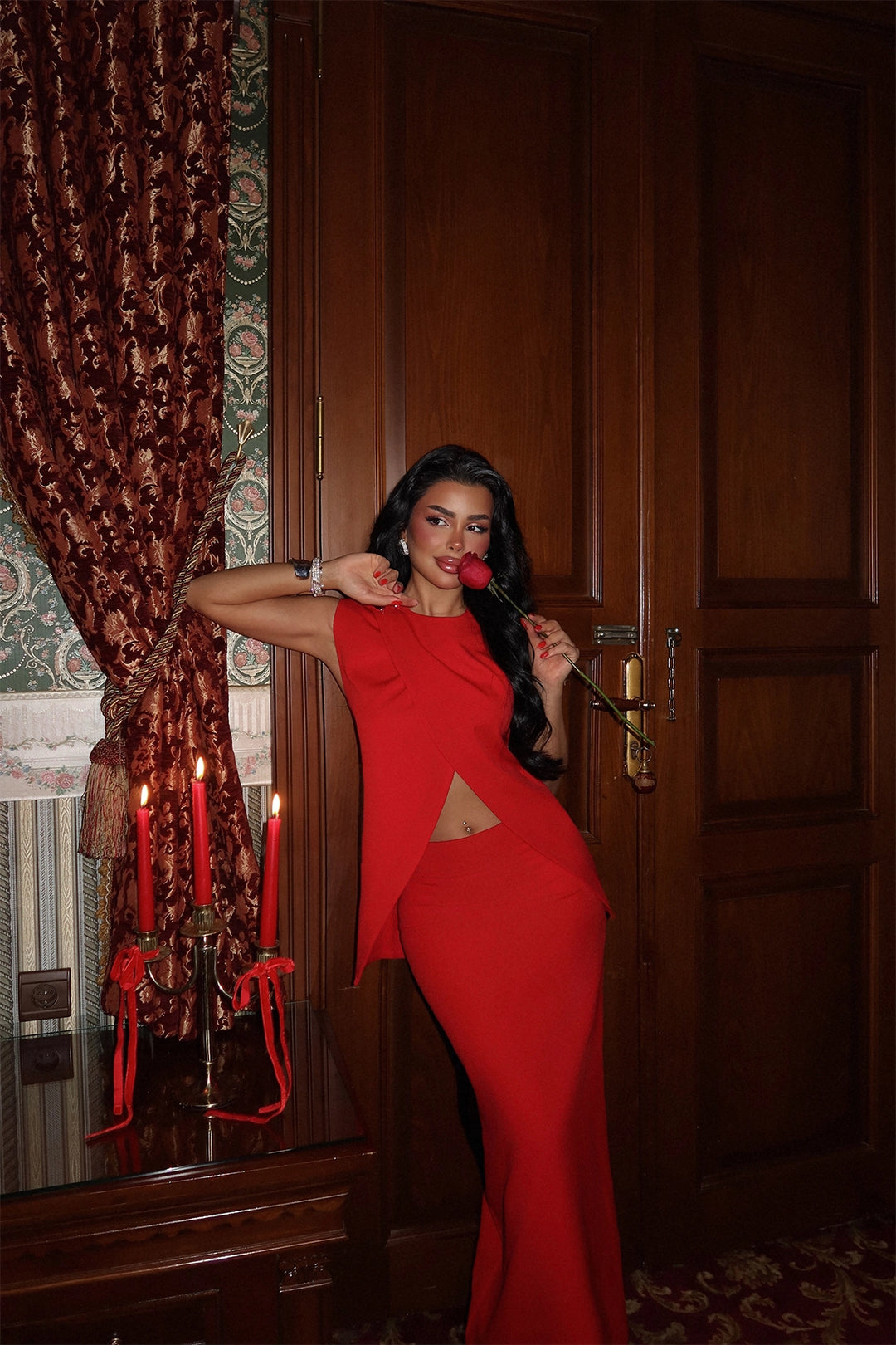 EYY Women Red Skirt Suit - Jeffersonville