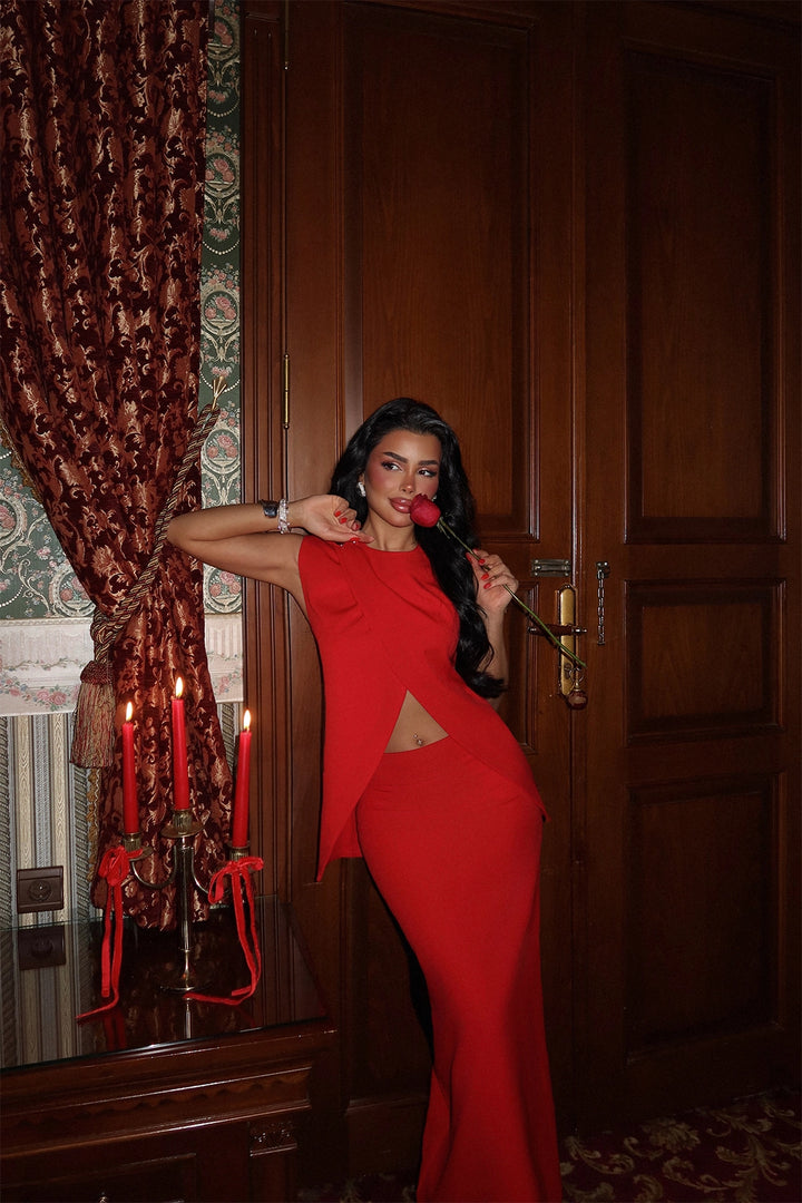 EYY Women Red Skirt Suit - Jeffersonville