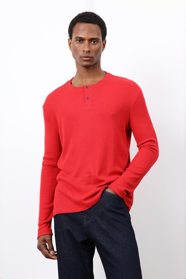 ANT Antioch Kırmızı Fitilli Düğmeli Yaka T-Shirt - Benton