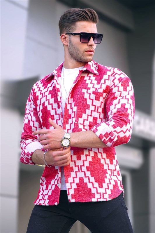MDX Red Geometric Patterned Lumberjack Shirt T5575 - Braşov