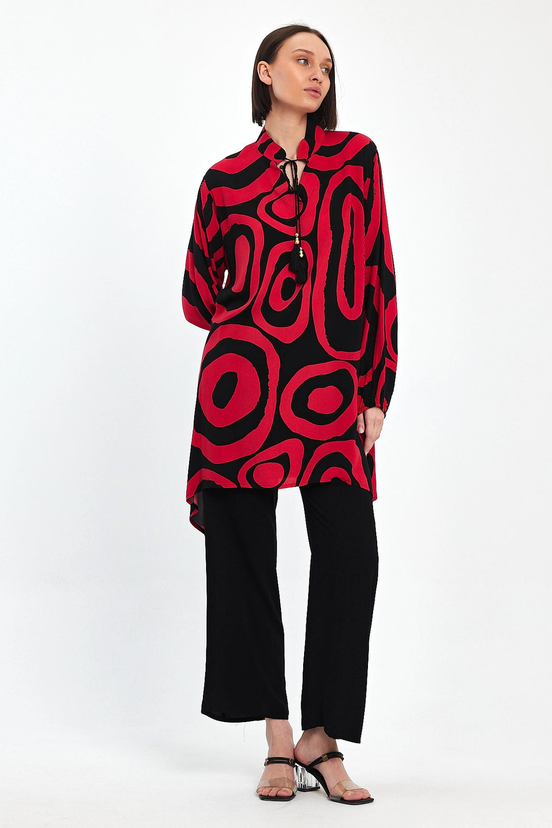 Maxi Boy Red Geometric Patterned Pants and Long Tunic Set BCVL-241017 - Gainesville