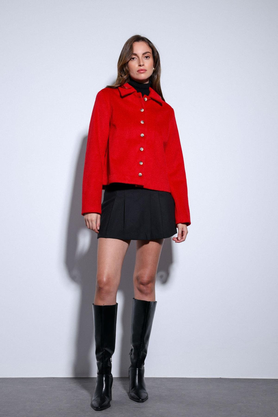 ANT Antioch Red Shirt Collar Short Coat - Manacor
