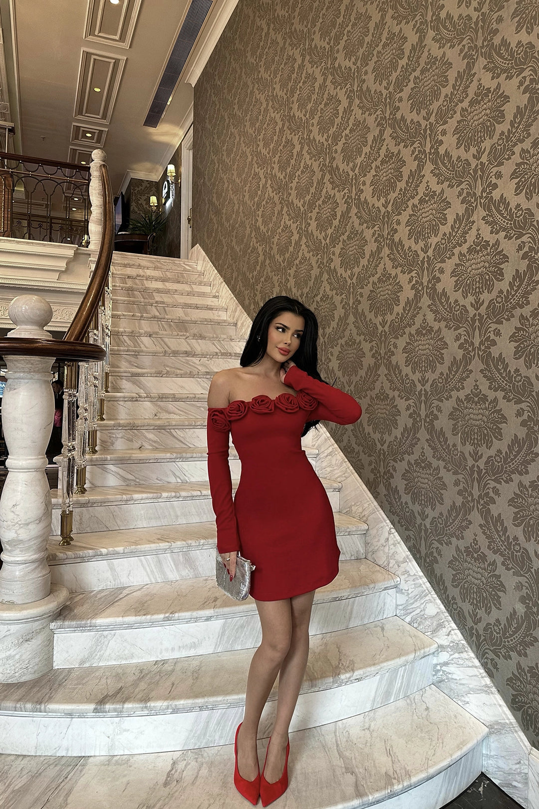 EYY Women Red Rose Mini Dress - Viareggio