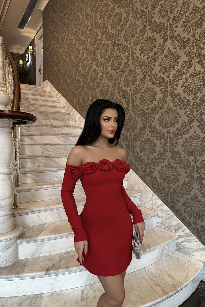 EYY Women Red Rose Mini Dress - Viareggio