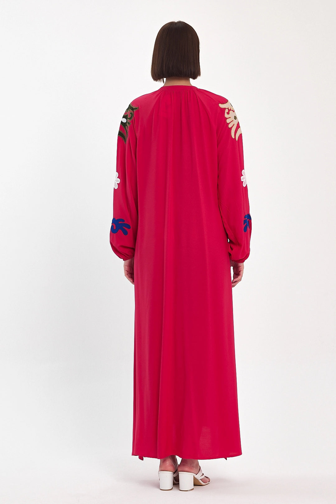 Maxi Boy Red Chief Collar Embroidered Long Woven Dress BCVL-24915 - Monroe