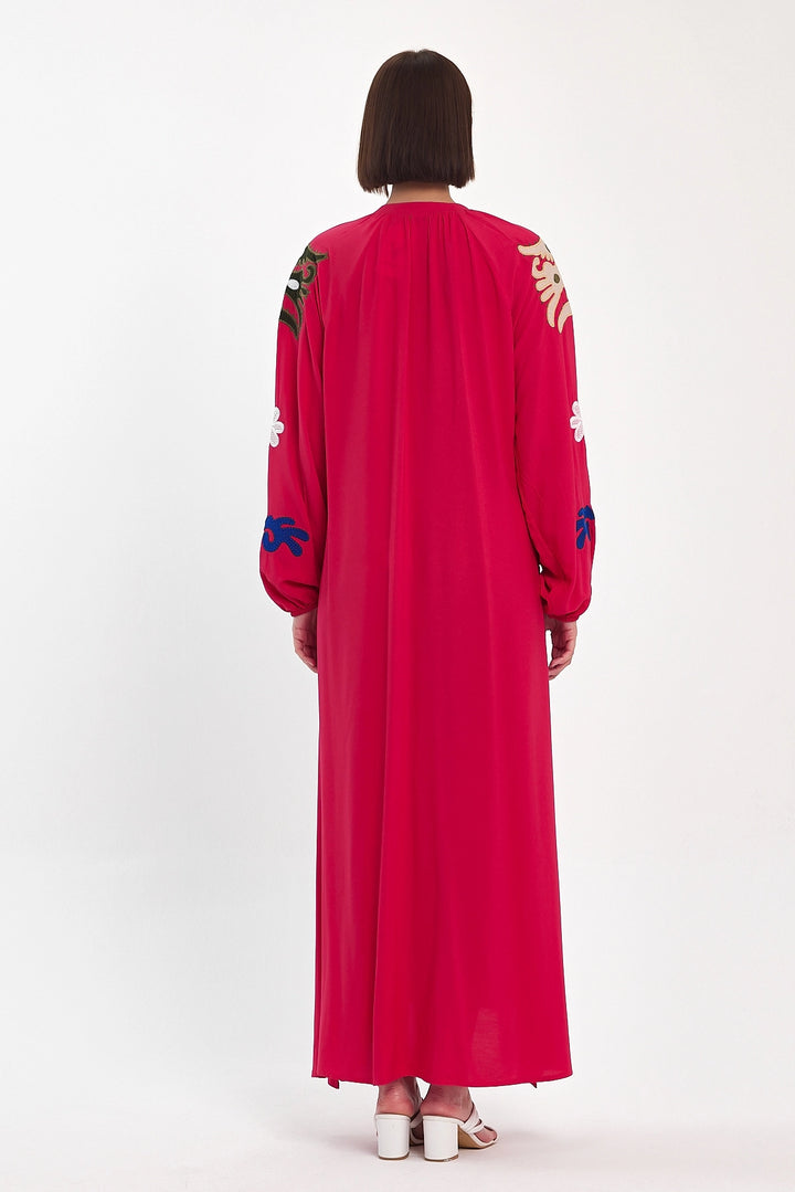 Maxi Boy Red Chief Collar Embroidered Long Woven Dress BCVL-24915 - Monroe