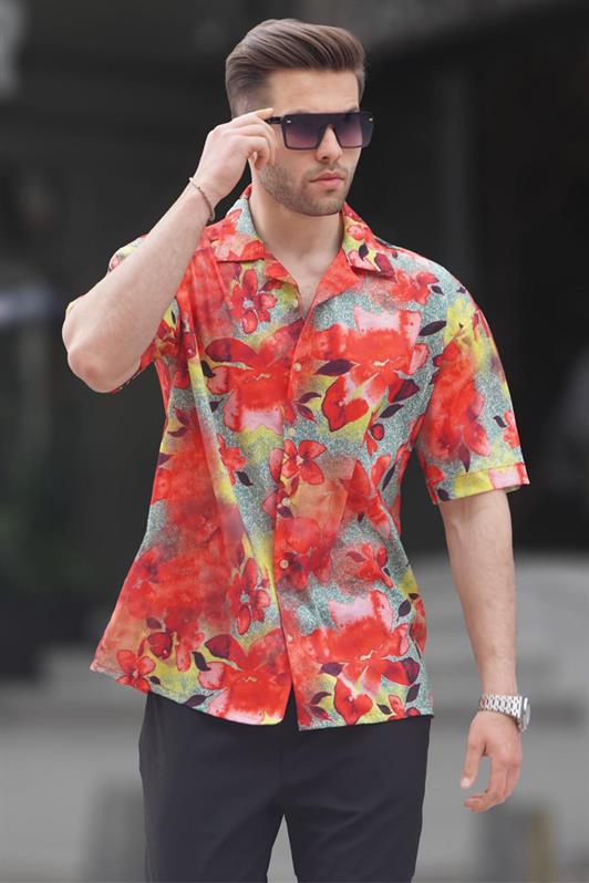 MDX Red Short Sleeve Patterned Men's Shirt 6700 - Ostfildern