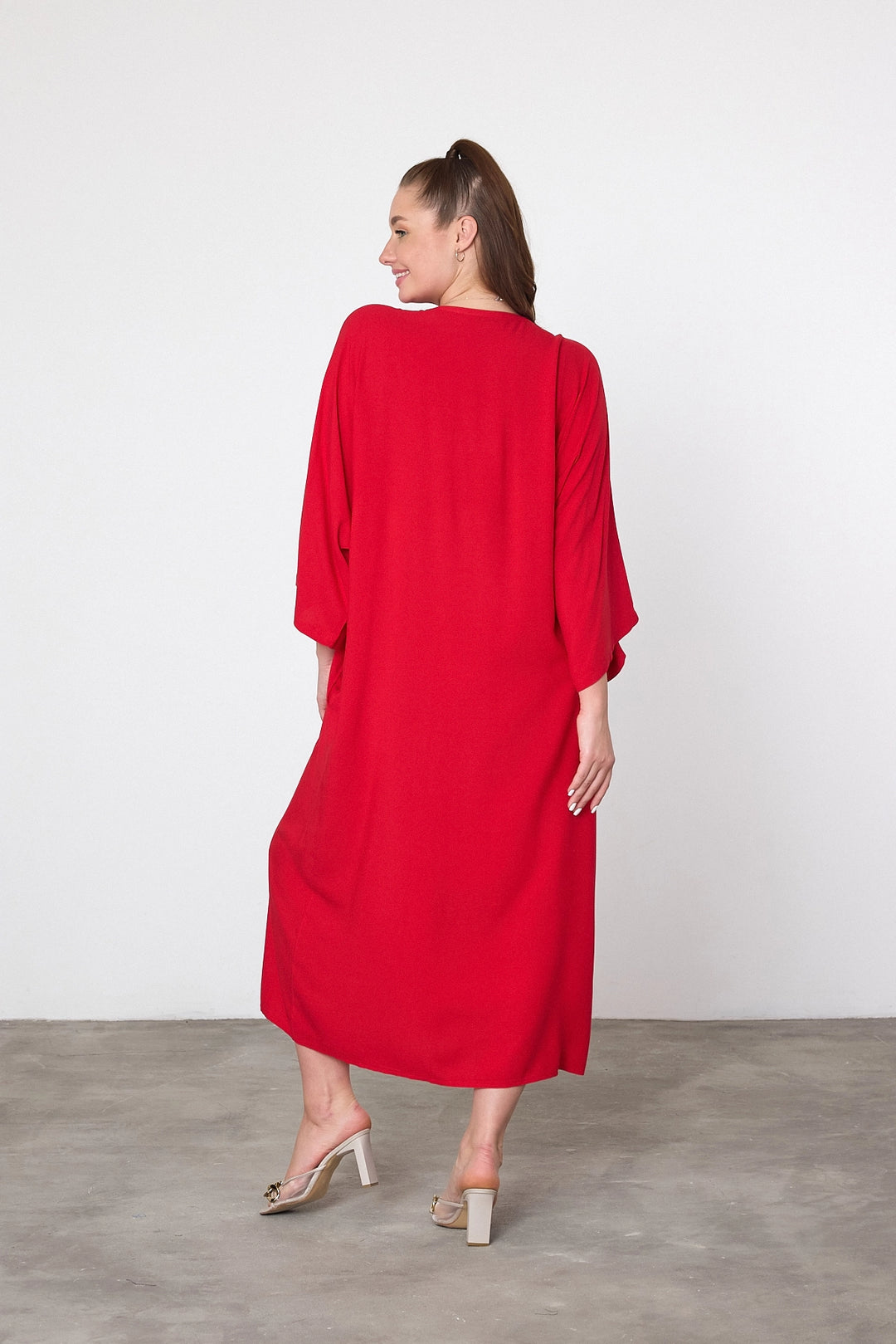 Maxi Boy Red Embroidered Woven Viscose Dress BCVL-25V040 - Ankeny