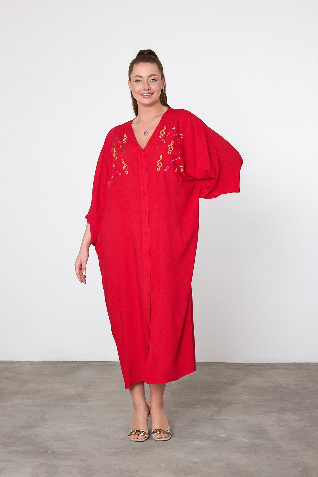 Maxi Boy Red Embroidered Woven Viscose Dress BCVL-25V040 - Ankeny