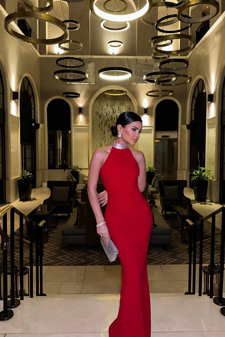 EYY Women Red Noah Stone Detail Long Dress - Liverpool