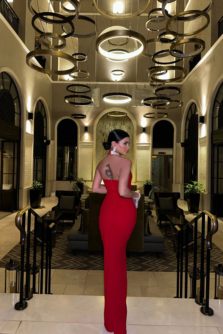 EYY Women Red Noah Stone Detail Long Dress - Liverpool
